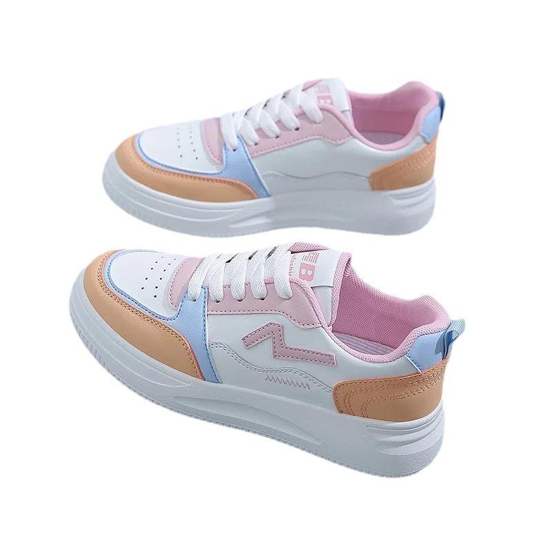 Fashion Patchwork Lace Up White Sneaker 1002-YLW